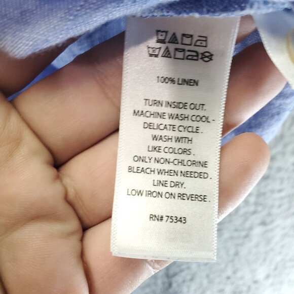 Christian Siriano Top Womens Large Blue 100% Linen Sleeveless Button-Down - Picture 4 of 9